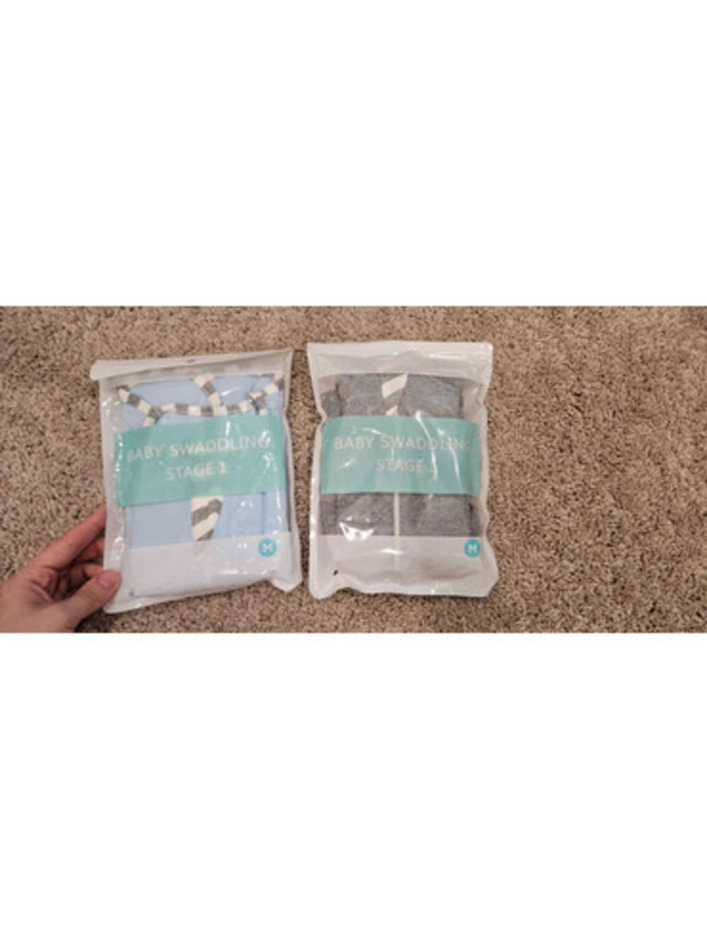 2 Pack Baby Swaddle Sleep Sacks Stage 1 Medium 8-13 lbs Blue Gray NEW